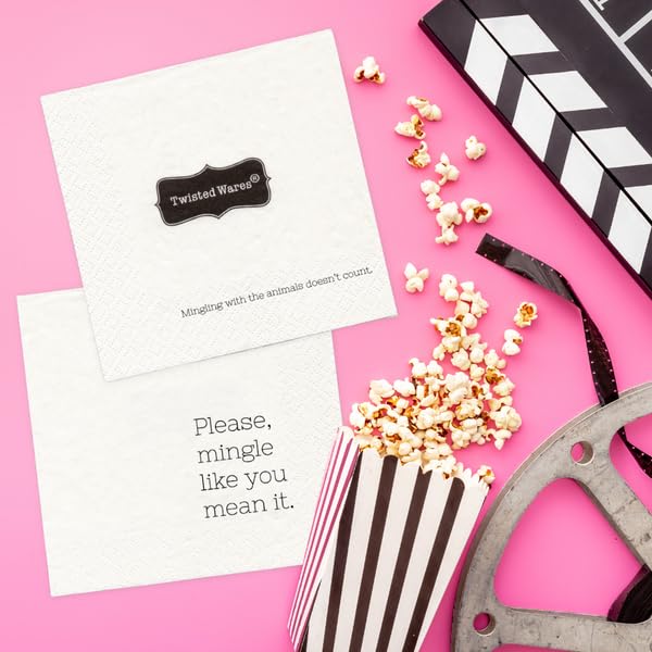 Twisted Wares - Funny Cocktail Napkins - Perfect for any Celebrations 5"X5" (20 Pack) (PLEASE MINGLE)