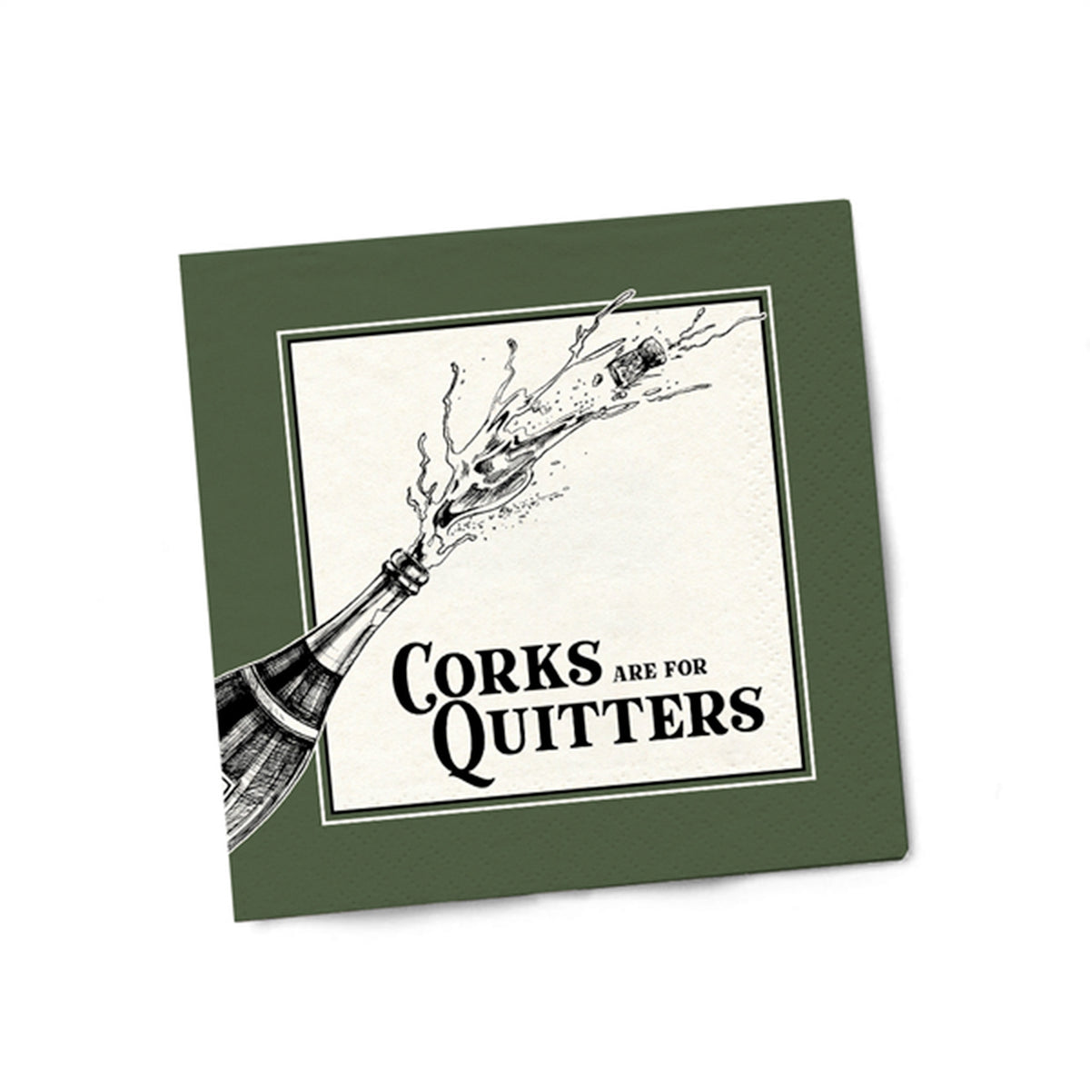 Twisted Wares Funny Napkins Boutique Cocktail Napkins - Perfect for any Celebrations 5"X5" (20 Pack) (CORKS ARE FOR QUITTERS)