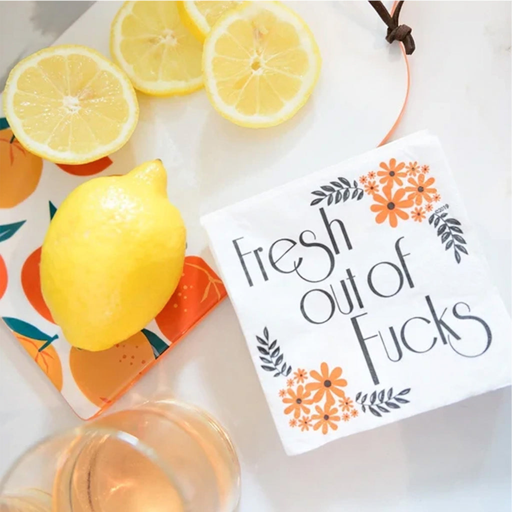 Funny Cocktail Napkins | Sarcastic Humor | FRESH OUT OF F’CKS