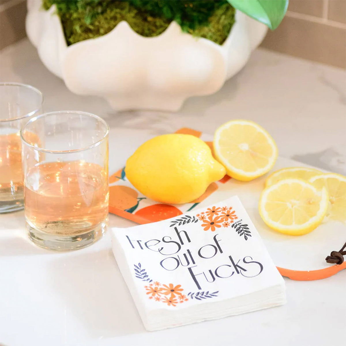 Funny Cocktail Napkins | Sarcastic Humor | FRESH OUT OF F’CKS