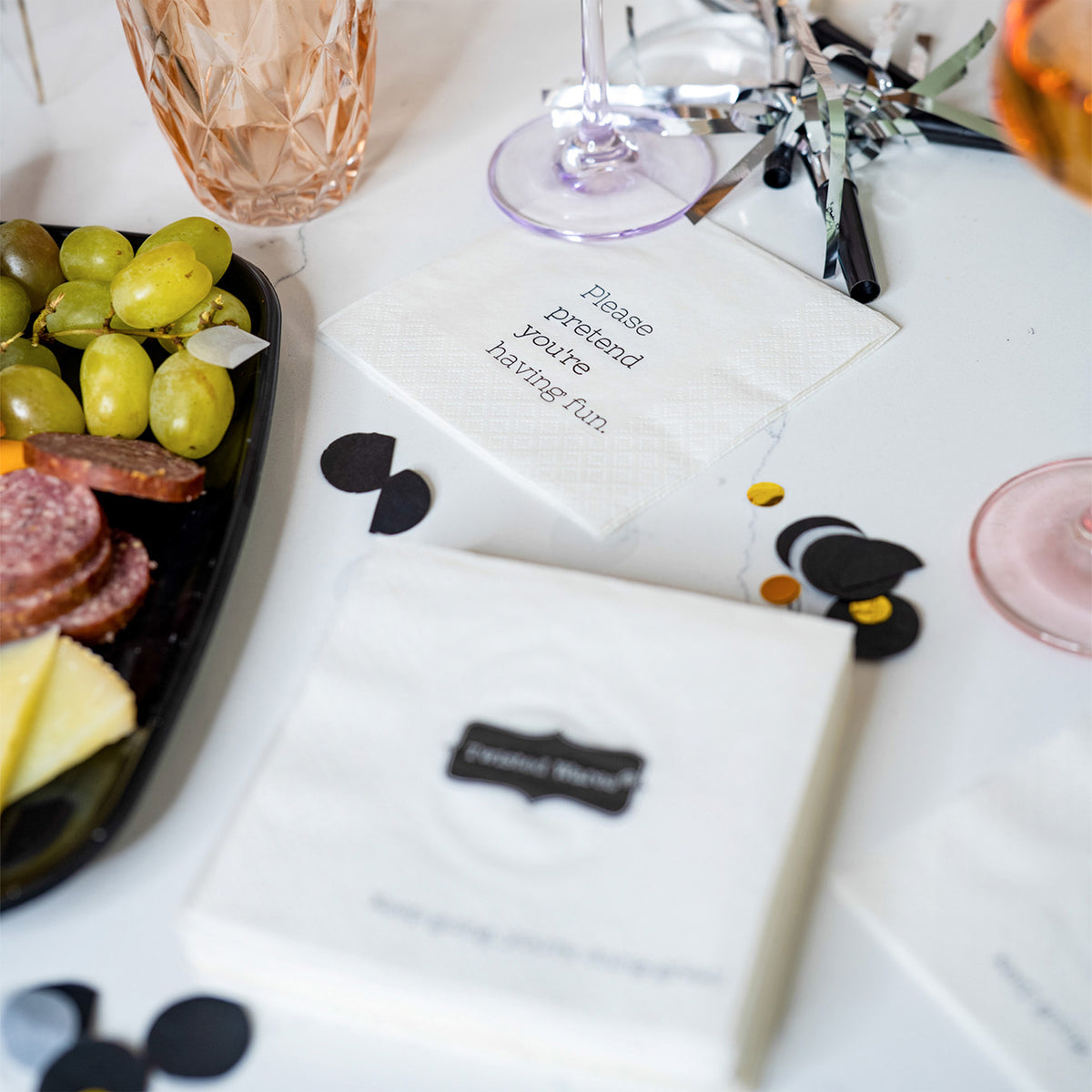 Funny Cocktail Napkins | Sarcastic Humor | PLEASE PRETEND YOU’RE HAVING FUN