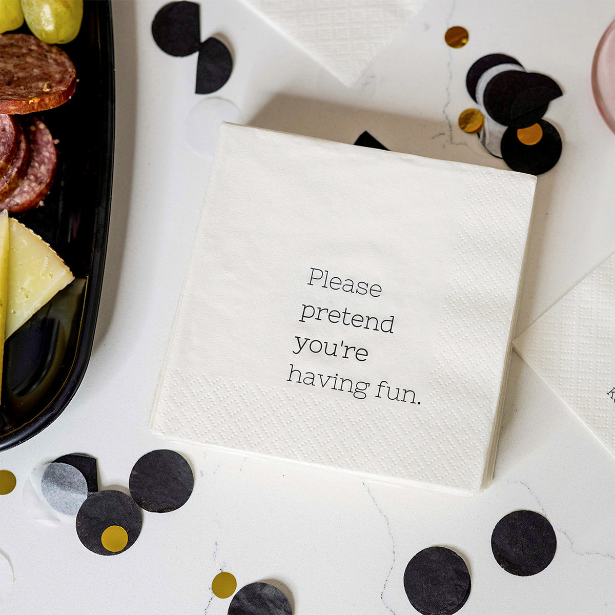 Funny Cocktail Napkins | Sarcastic Humor | PLEASE PRETEND YOU’RE HAVING FUN