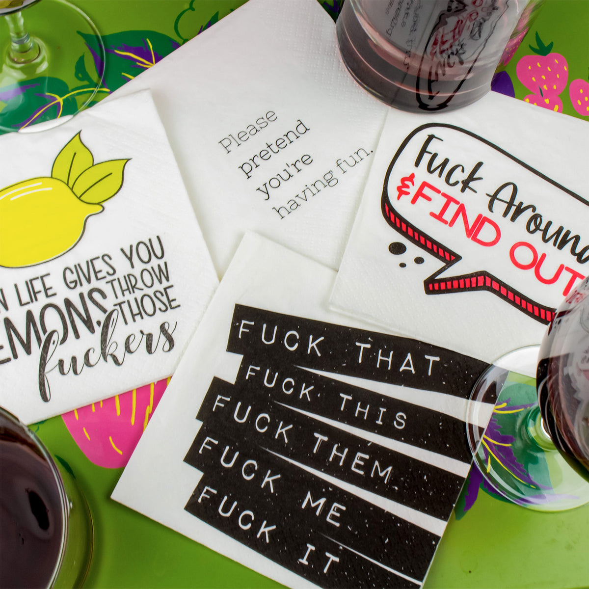 Funny Cocktail Napkins | Sarcastic Humor | PLEASE PRETEND YOU’RE HAVING FUN