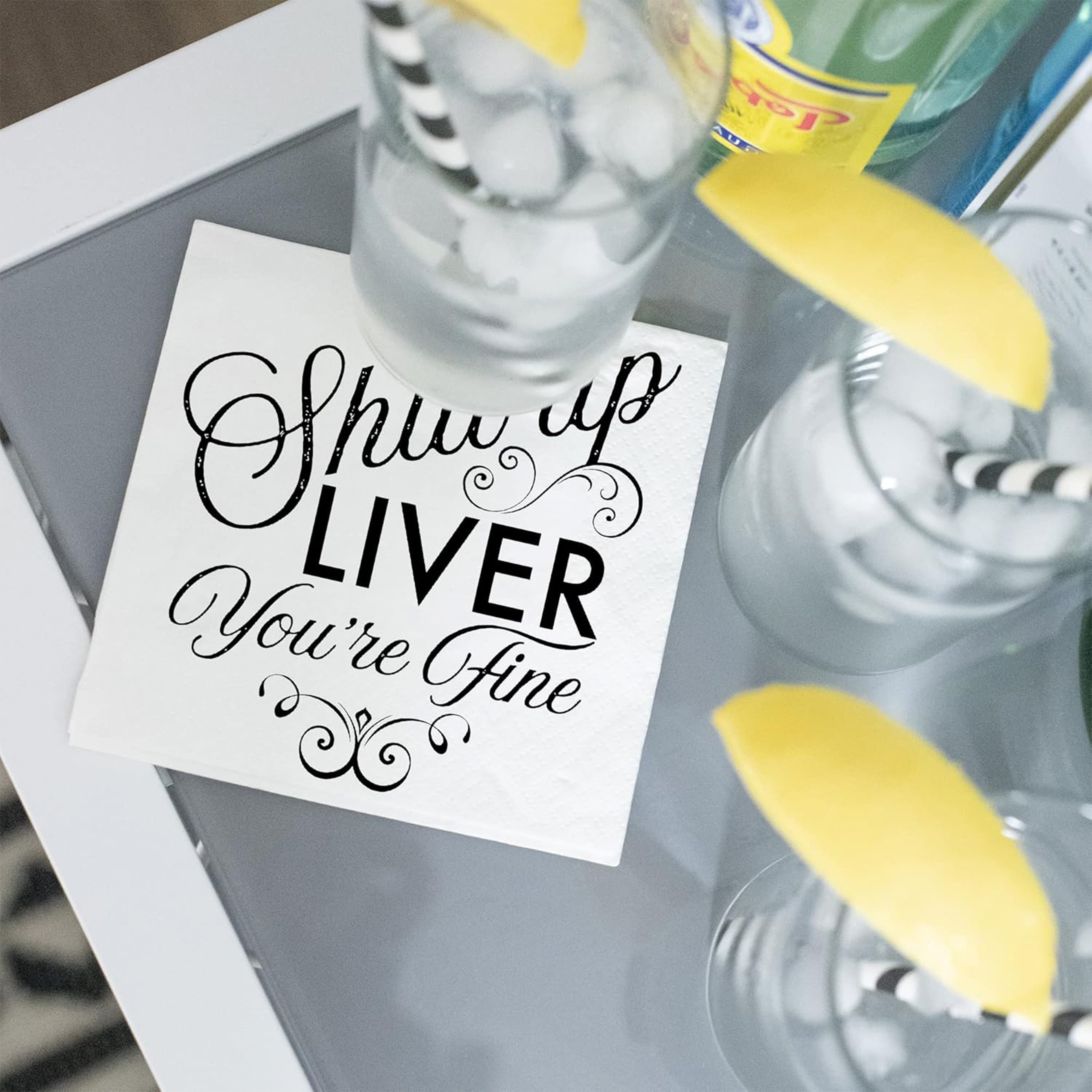 Funny Cocktail Napkins | Sarcastic Humor | SHUT UP LIVER YOU’RE FINE